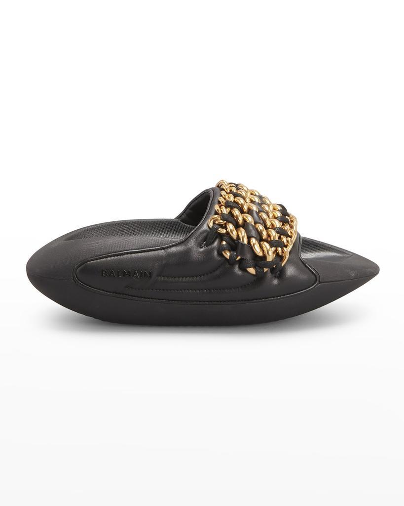 商品Balmain|B It Quilted Leather Chain Slide Sandals,价格¥7139,第1张图片