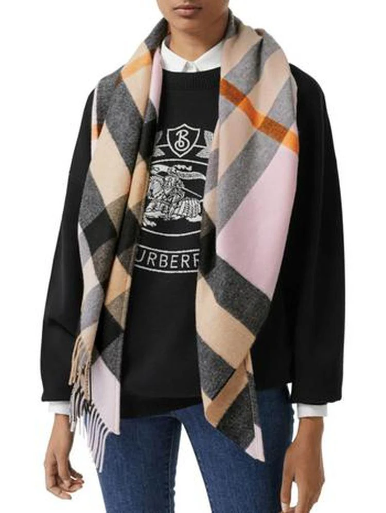 商品Burberry|Half Mega Bandana棋盘格羊绒围巾,价格¥2189,第1张图片