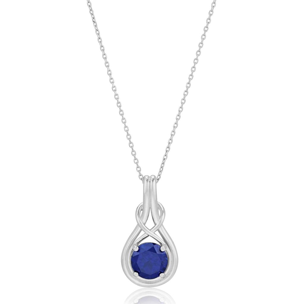 14K White Gold 7mm Round Gemstone Solitary Infinity Knot Pendant, 18 inch Cable Chain商品第7张图片规格展示