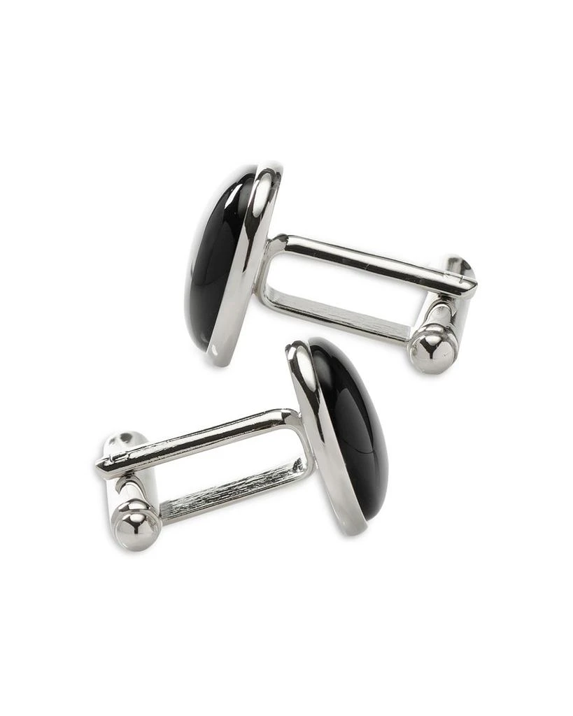 Silver-Tone Onyx Inlay Round Cufflinks 商品