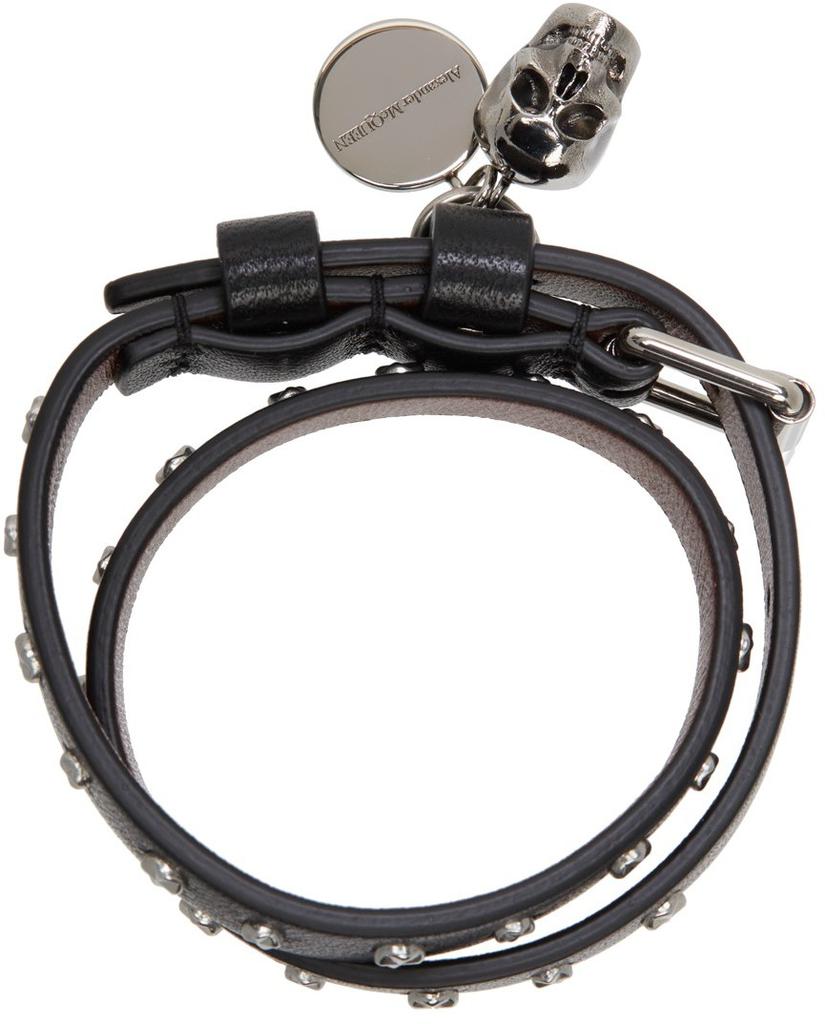 Black & Silver Studded Wrap Bracelet商品第2张图片规格展示