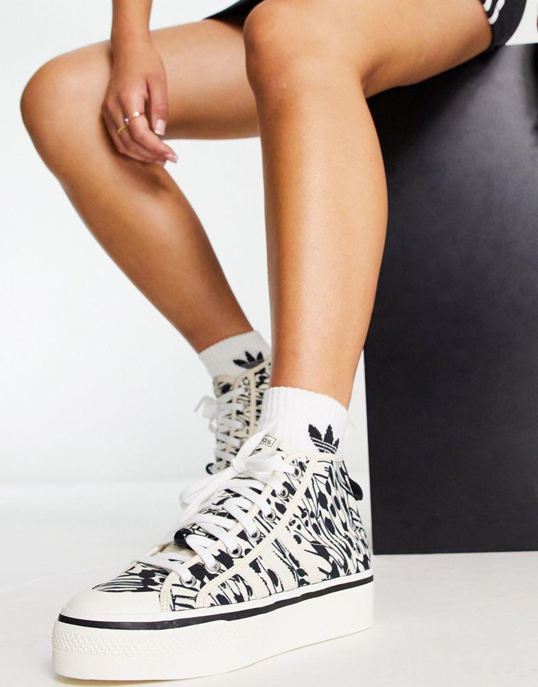 商品Adidas|adidas Originals Nizza platform mid trainers in animal print,价格¥523,第1张图片