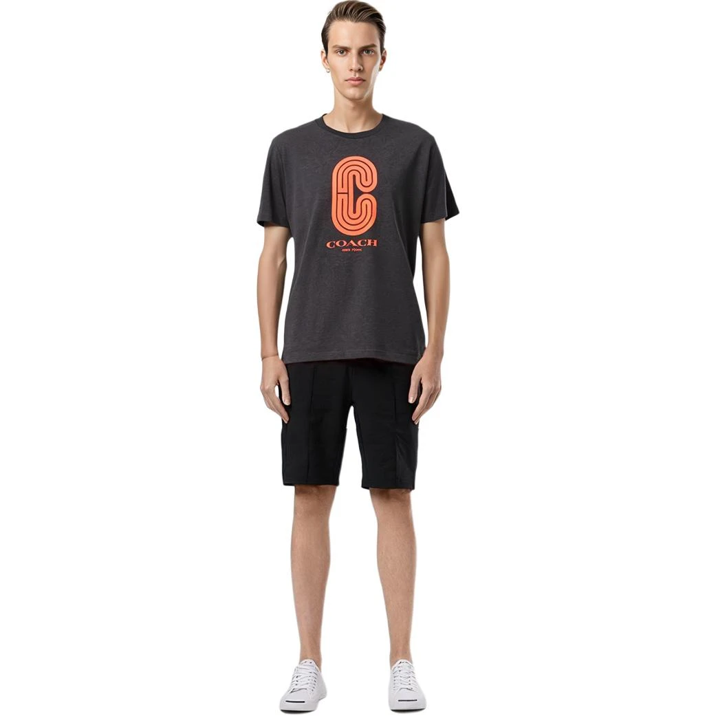 商品[国内直发] Coach|蔻驰  经典Logo标志圆领短袖T恤 男款 灰色,价格¥1863,第3张图片详细描述