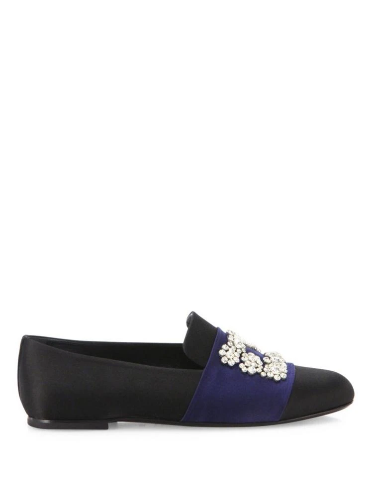 商品Roger Vivier|Flower Crystal-Buckle Satin Loafers,价格¥9010,第5张图片详细描述