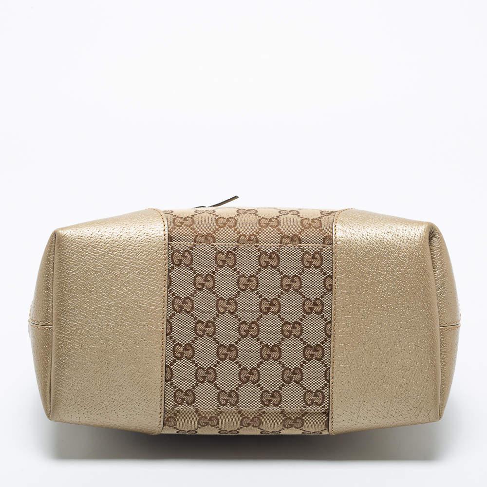 Gucci Beige/Gold GG Canvas and Leather Medium Bree Foldover Tote商品第6张图片规格展示