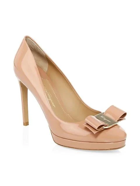 商品Salvatore Ferragamo|Osimo 真皮蝴蝶结高跟鞋,价格¥3798,第2张图片详细描述