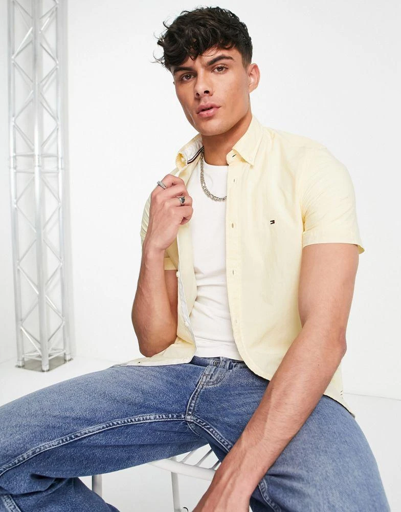 商品Tommy Hilfiger|Tommy Hilfiger gingham print short sleeve shirt in pale yellow/white,价格¥378,第3张图片详细描述