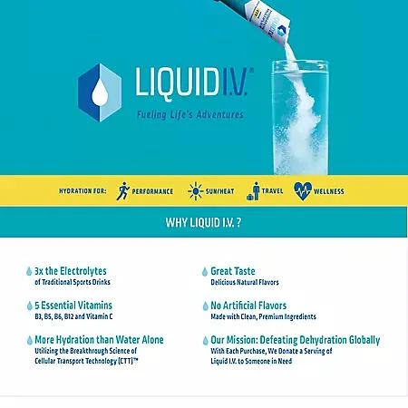 Liquid I.V. Hydration Multiplier Electrolyte Powder Packets, Lemon Lime & Acai Berry (24  pk.) 商品