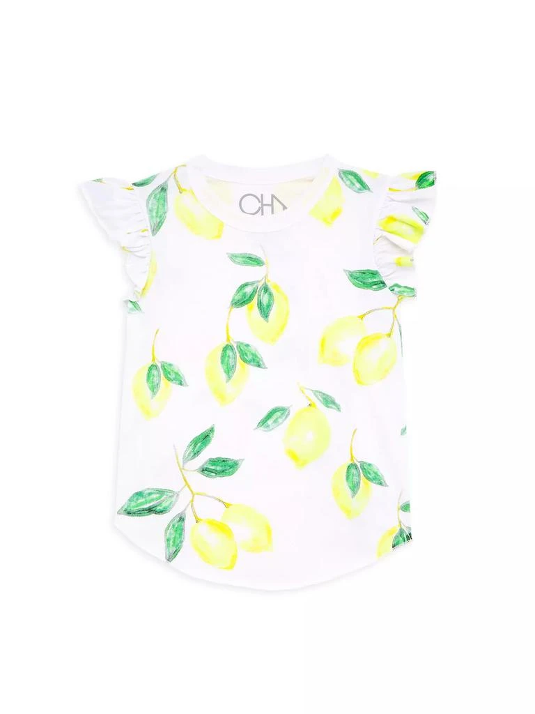 商品Chaser|Little Girl's Lemon Print Flutter Sleeve T-Shirt,价格¥138,第1张图片
