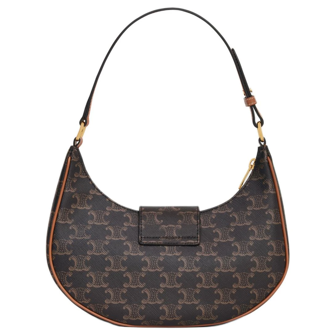 商品[国内直发] Celine|赛琳 AVATriomphe 23年新款凯旋门标志老花满印 帆布拼小牛皮 手提包单肩包 中号 女款 棕色,价格¥18517,第4张图片详细描述