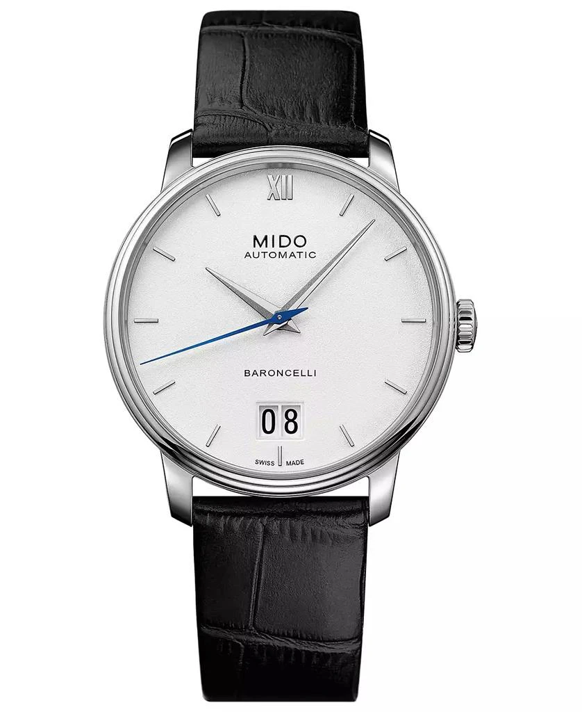 商品MIDO|Men's Swiss Automatic Baroncelli III Black Leather Strap Watch 40mm,价格¥7177,第1张图片