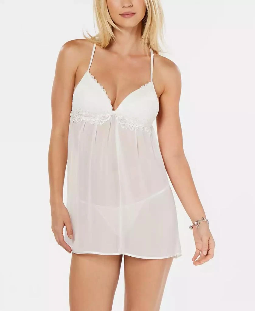 商品Linea Donatella|Juliet Lace-Trim Chiffon Babydoll Chemise Nightgown Lingerie,价格¥302,第1张图片