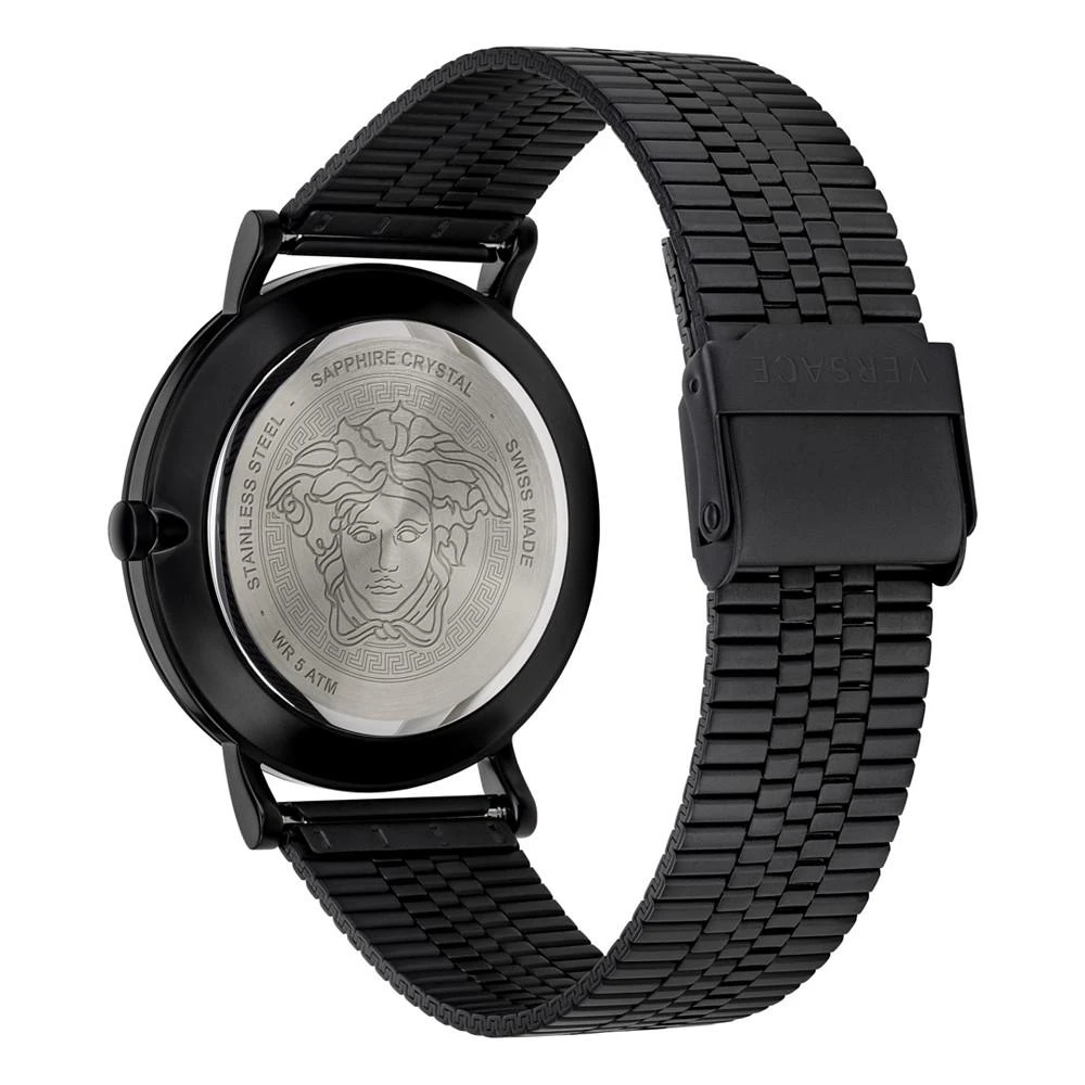 商品Versace|Men's Swiss V Essential Black Stainless Steel Bracelet Watch 40mm,价格¥4687,第3张图片详细描述