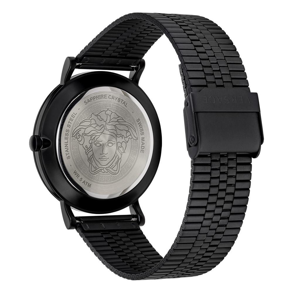 商品Versace|Men's Swiss V Essential Black Stainless Steel Bracelet Watch 40mm,价格¥6601,第5张图片详细描述