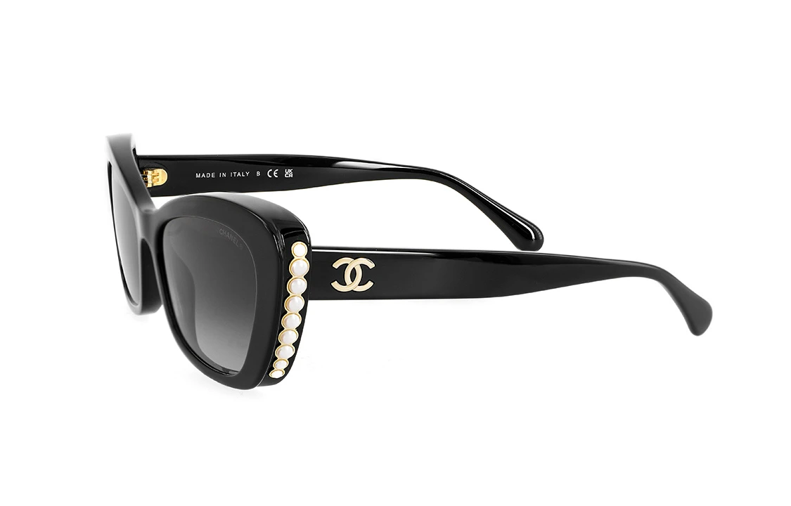 商品[国内直发] Chanel|香奈儿 镜腿logo标识装饰 板材镜架 猫眼 太阳眼镜 女款 黑色,价格¥3300,第1张图片