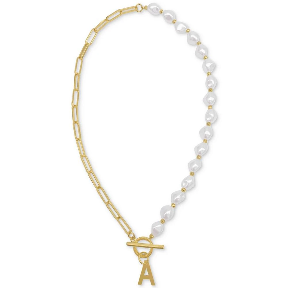 商品ADORNIA|14k Gold-Plated Paperclip Chain & Mother-of-Pearl Initial F 17" Pendant Necklace,价格¥242,第2张图片详细描述