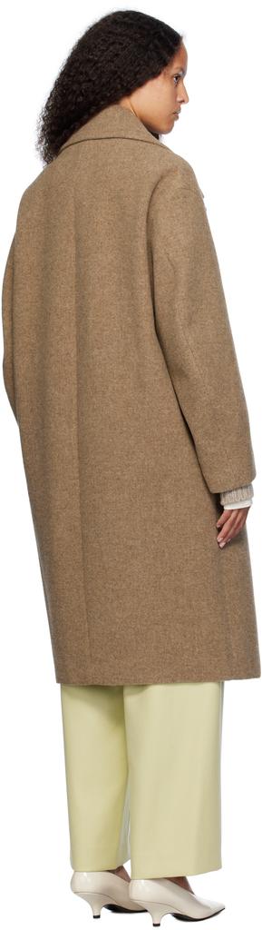 Shop Brown Sponge Wool Melton Double-Breasted Coat on Sale at