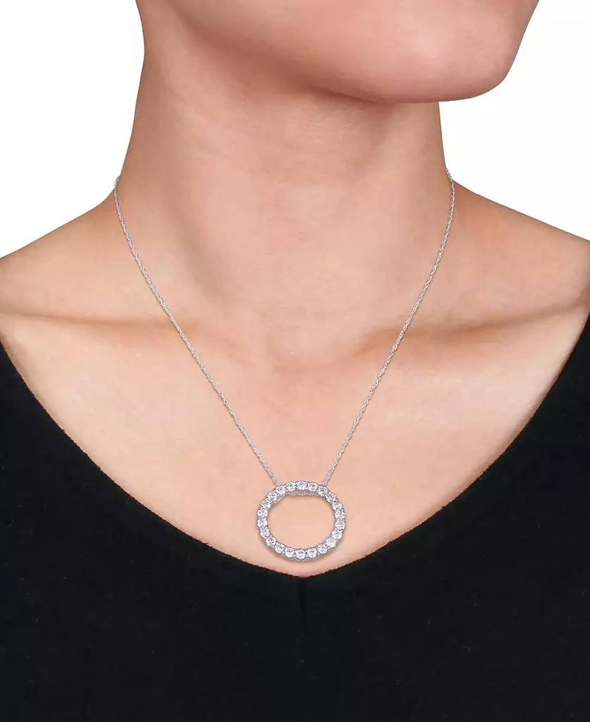 商品Macy's|Lab-Grown Moissanite Circle 17" Pendant Necklace (2-1/5 ct. t.w.) in 14k White Gold,价格¥18547,第2张图片详细描述