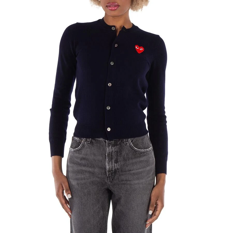 商品Comme des Garcons|Ladies Heart Logo Cardigan In Navy,价格¥1656,第1张图片