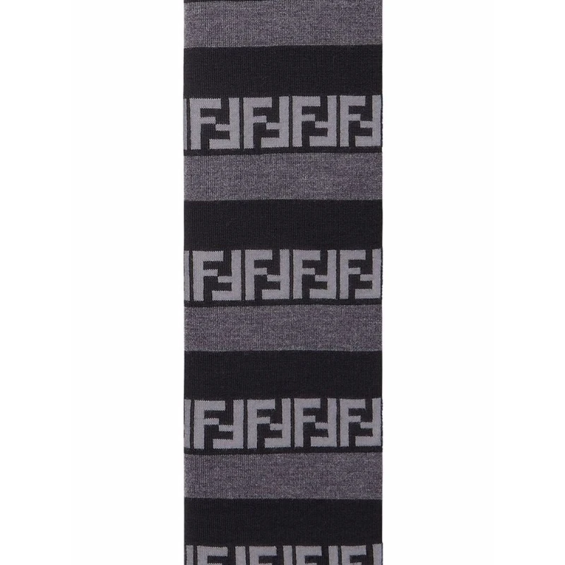 FENDI 男士黑灰拼色围巾 FXS124-AH84-F13C0 商品