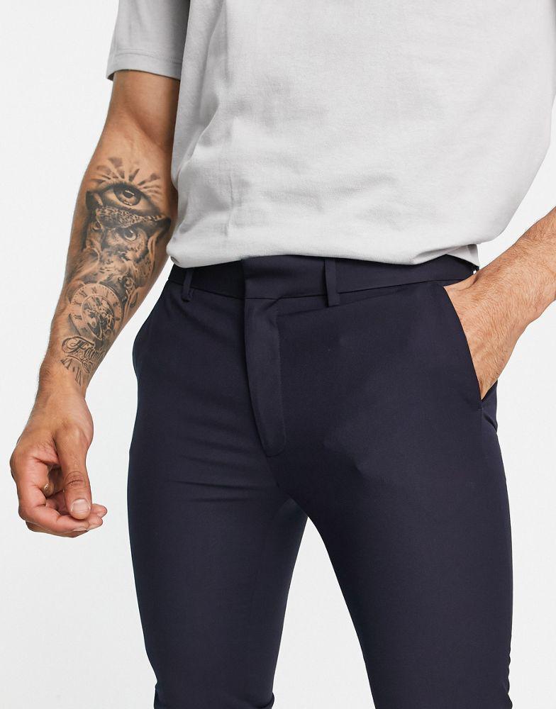 Topman super skinny smart trousers in navy商品第4张图片规格展示