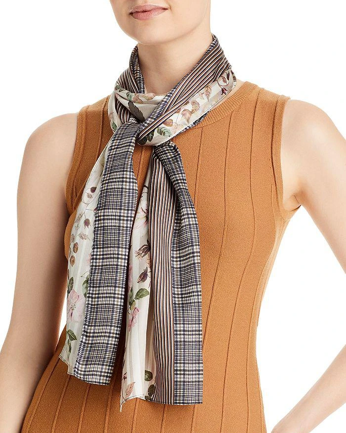 商品Echo Design|Floral Plaid Patch Silk Scarf,价格¥244,第1张图片