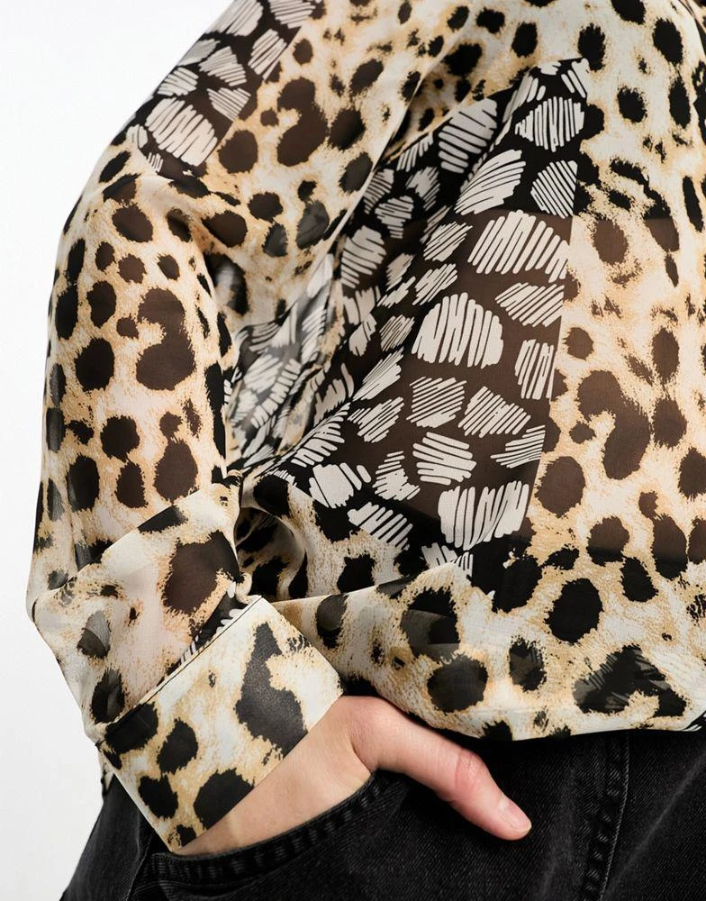 商品ASOS|ASOS DESIGN Curve long sleeve soft shirt in mixed animal scarf print,价格¥293,第3张图片详细描述