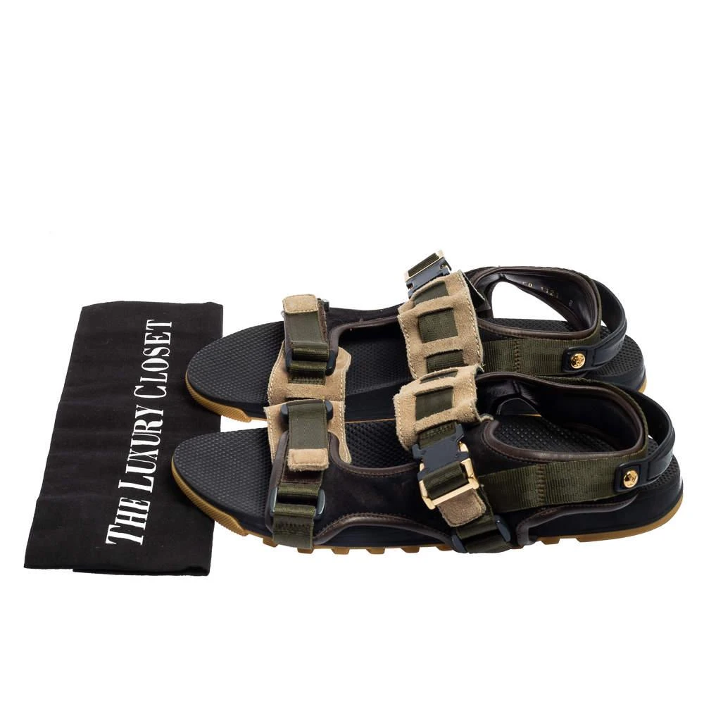 Louis Vuitton Green/Black Suede and Fabric Velcro Sandals Size 42 商品