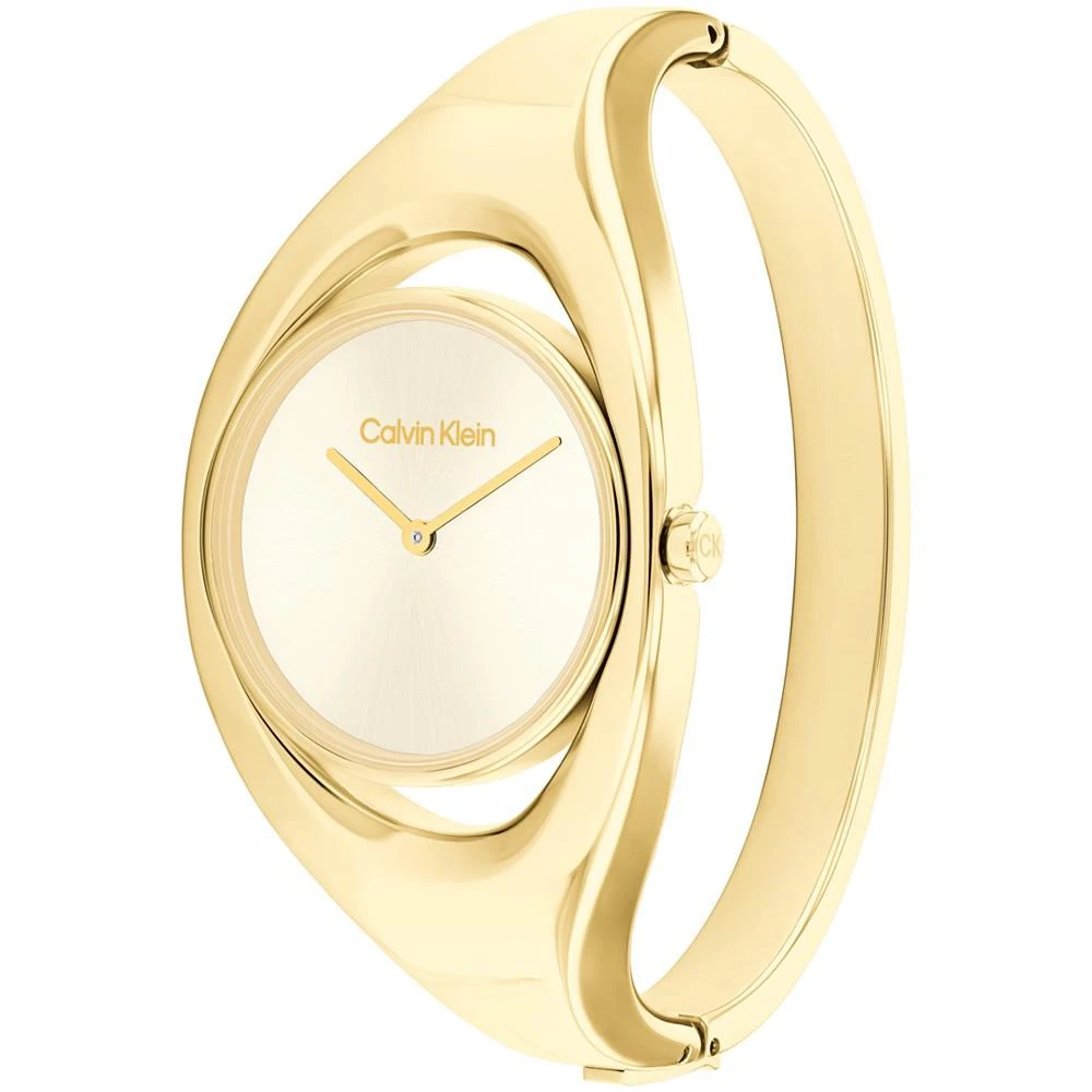 商品Calvin Klein|Women's Two Hand Gold-Tone Stainless Steel Bangle Bracelet Watch 30mm,价格¥1351,第2张图片详细描述