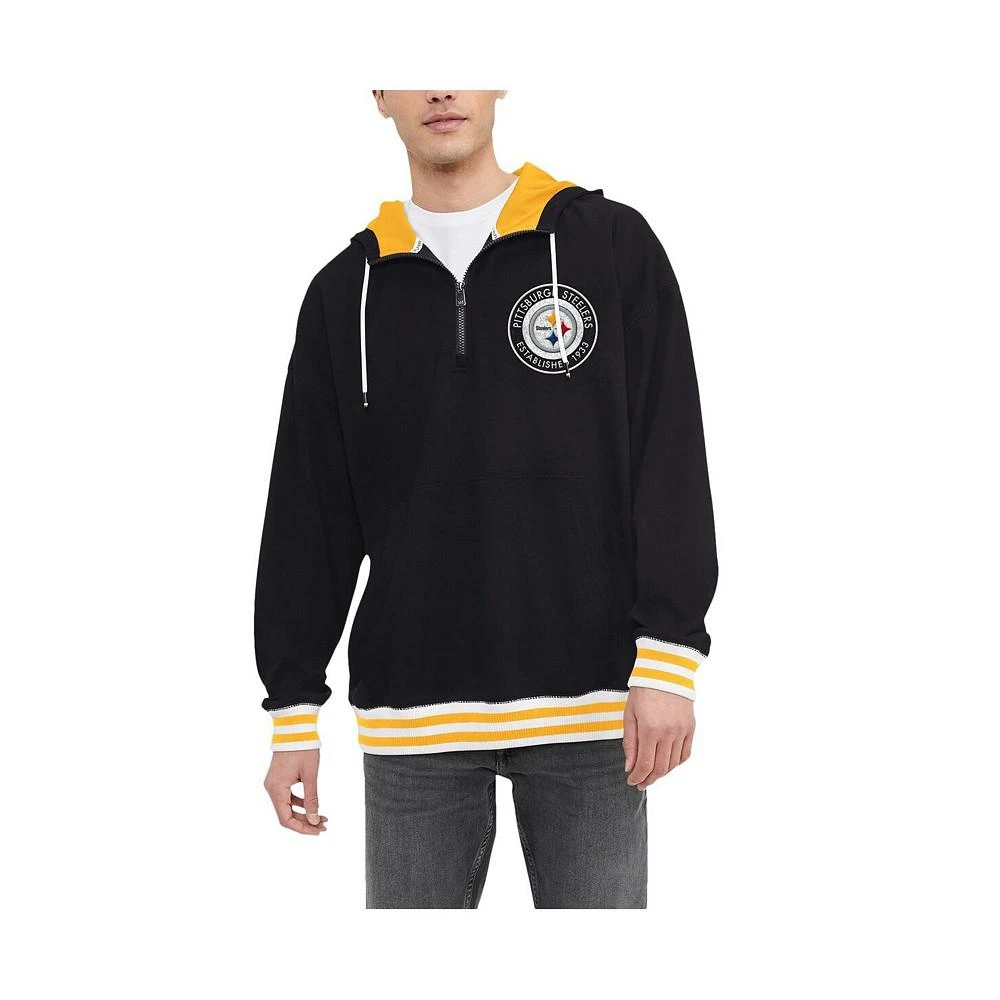 商品Tommy Hilfiger|Men's Black Pittsburgh Steelers Aaron Quarter-Zip Hoodie,价格¥736,第1张图片