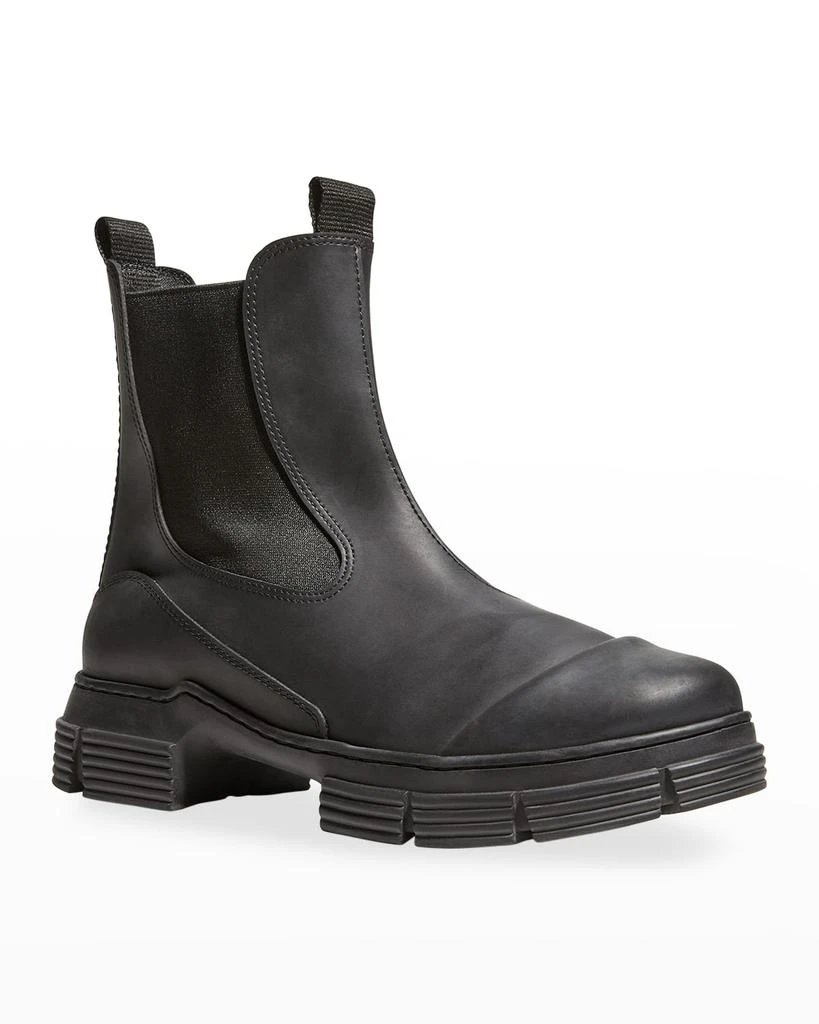 商品Ganni|City Leather Lug-Sole Chelsea Booties,价格¥355,第2张图片详细描述