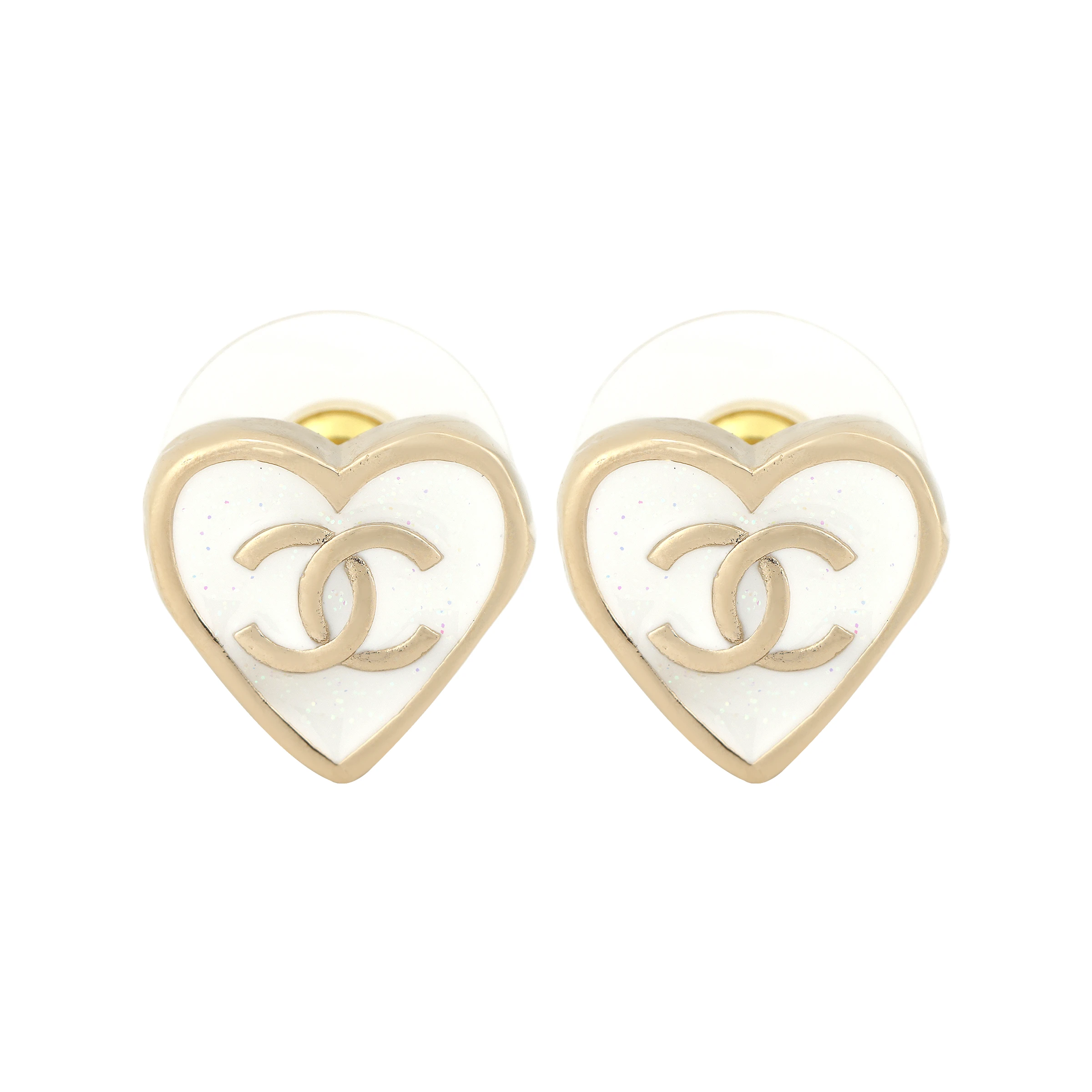 商品[国内直发] Chanel|香奈儿 【25P 春夏】爱心设计 - 耳钉 男女同款情侣款 白色,价格¥5452,第1张图片