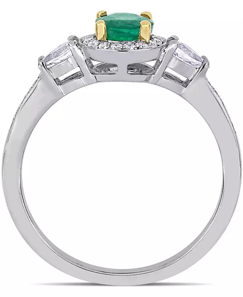 商品Macy's|Emerald (1/2 ct. t.w.), White Sapphire (1/3 ct. t.w.) & Diamond (1/8 ct. t.w.) Halo Ring in 14k Gold & White Gold,价格¥22321,第3张图片详细描述