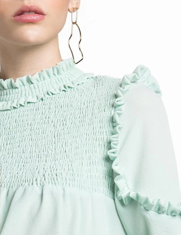 商品Pixie Market|Mint Ruffled Mock Neck Blouse,价格¥372,第2张图片详细描述