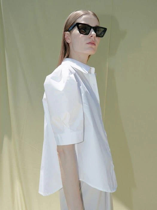商品OUIE|Pin Tuck Puff Half Shirt _ White,价格¥676,第1张图片