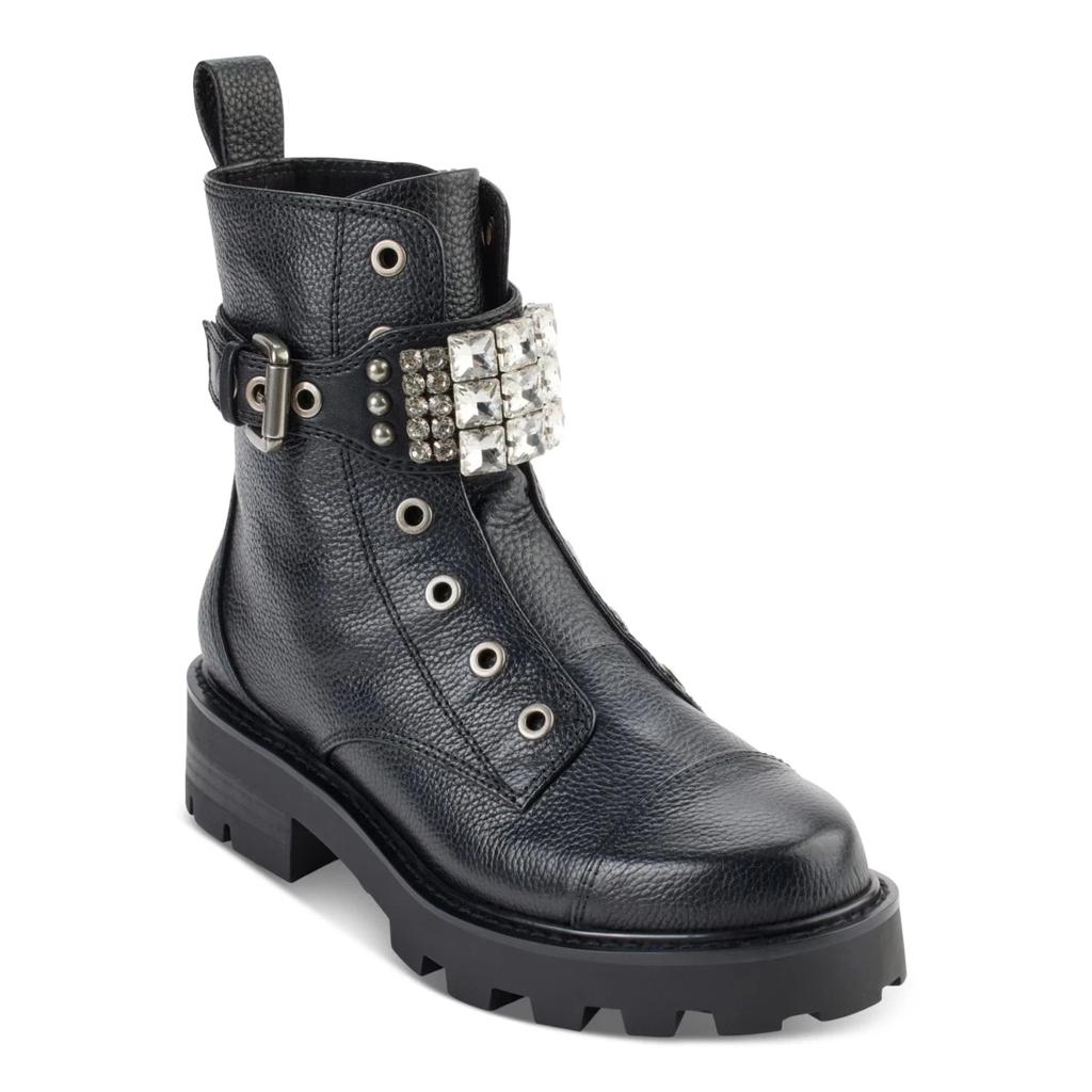 Maeva KL323106 Women's Black Leather Combat Boots LION685 image 2