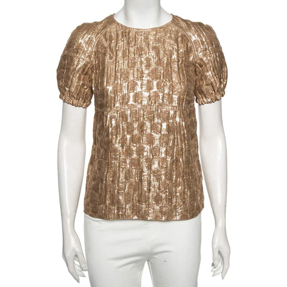 商品[二手商品] Burberry|Burberry Metallic Silk Puffed Sleeve Detail Blouse S,价格¥1030,第1张图片