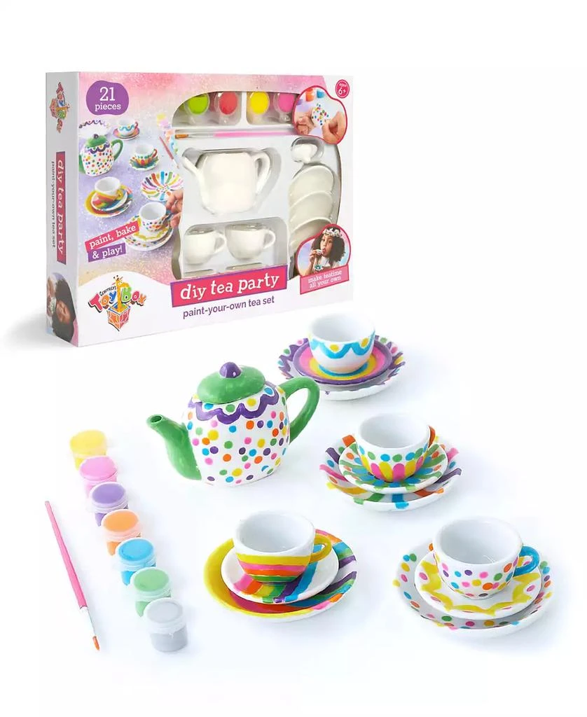 商品Geoffrey's Toy Box|DIY Tea Party Paint-Your-Own 21 Pieces Tea Set, Created for Macy's,价格¥182,第1张图片