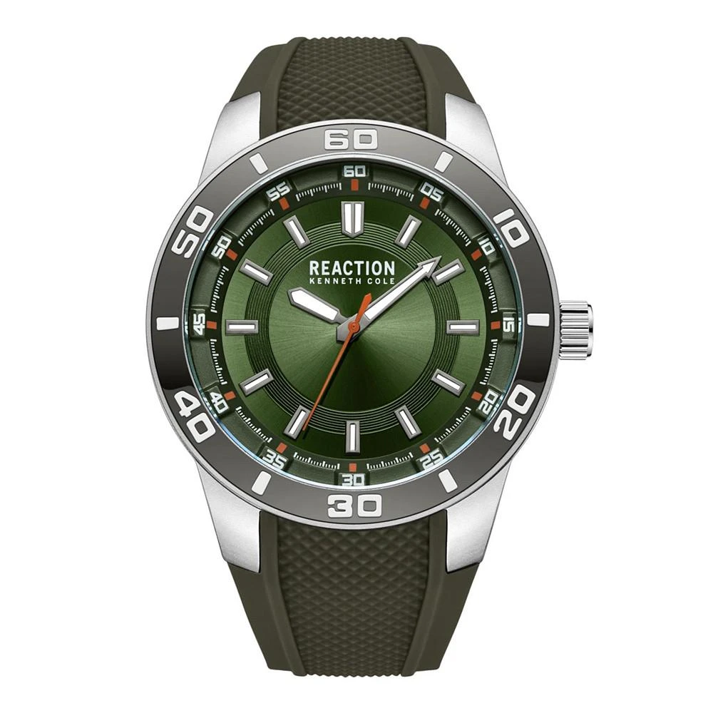 商品Kenneth Cole|Men's Sporty Three Hand Green Silicon Strap Watch, 49mm,价格¥569,第1张图片