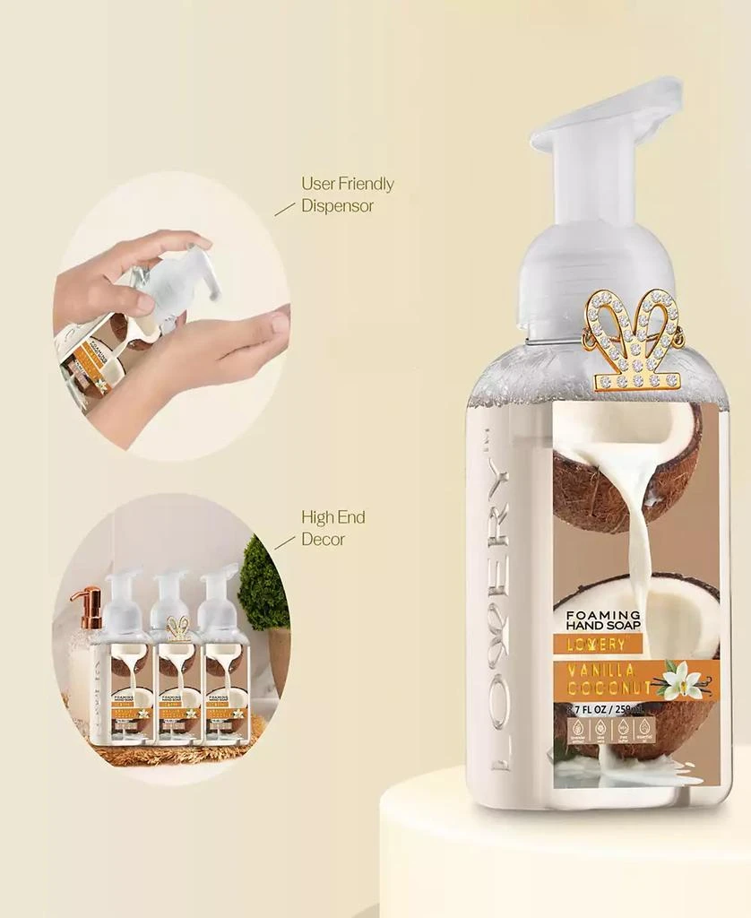 商品Lovery|Hand Foaming Soap in Vanilla Coconut, Moisturizing Hand Soap with Flawless Crystal Heart Bracelet - Hand Wash Set, 4 Piece,价格¥273,第4张图片详细描述