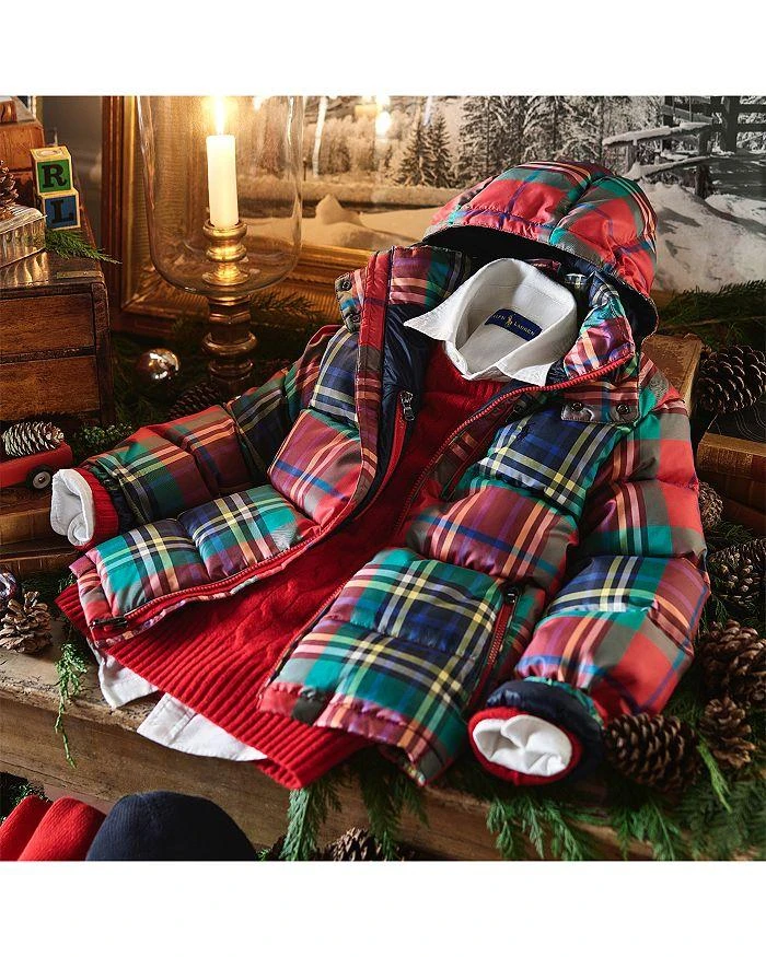 商品Ralph Lauren|Boys' Plaid Water-Repellent Down Jacket - Little Kid, Big Kid,价格¥878,第2张图片详细描述