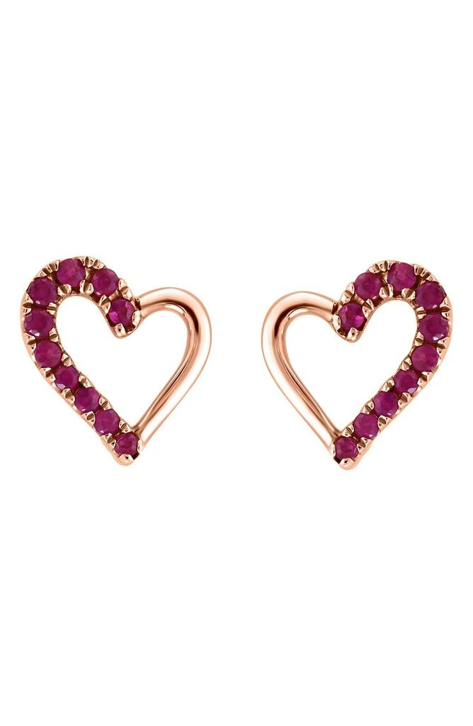 商品Effy|14K Rose Gold Ruby Heart Stud Earrings - 0.16 ctw,价格¥2351,第1张图片