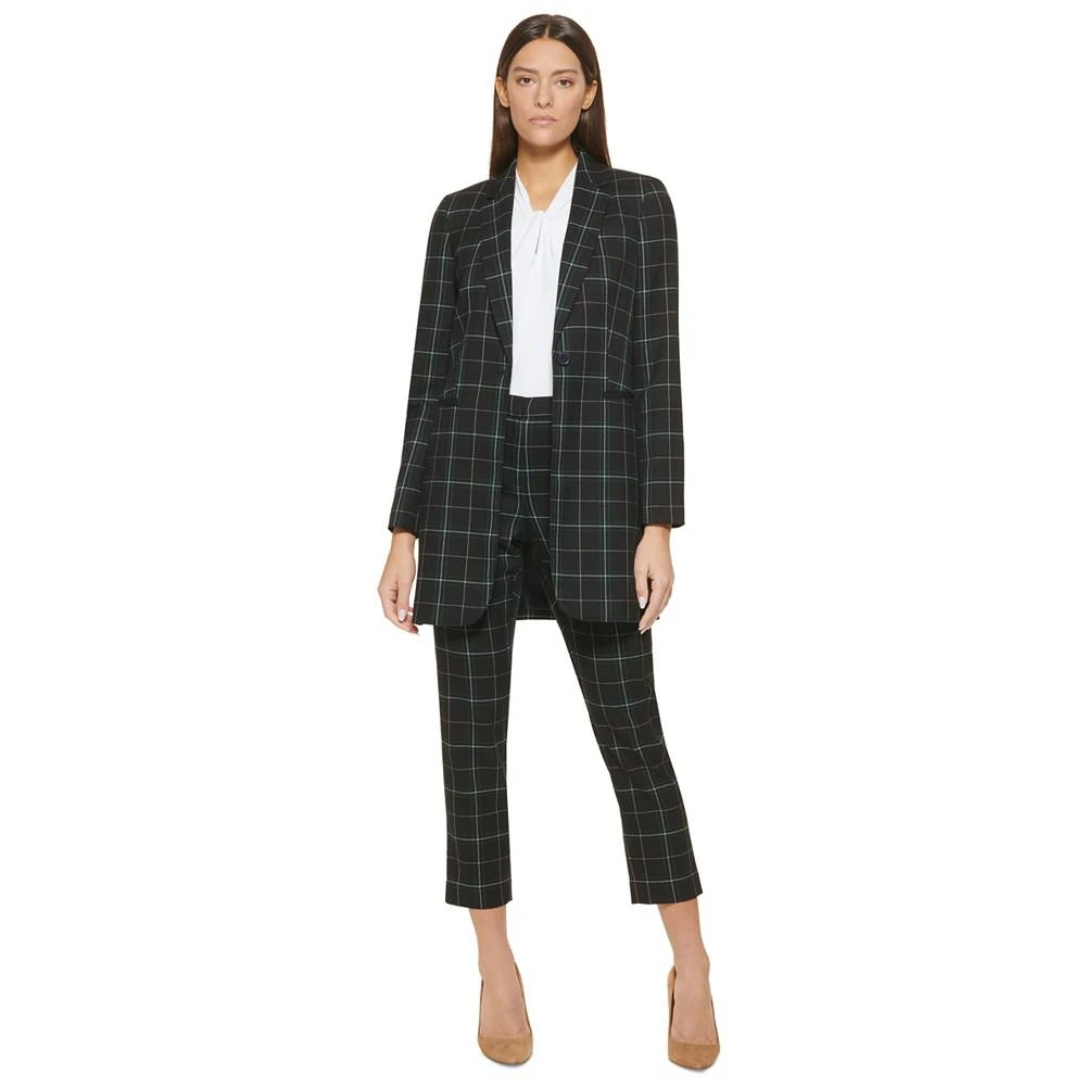 商品Tommy Hilfiger|Women's Windowpane-Print One-Button Longline Blazer,价格¥364,第3张图片详细描述