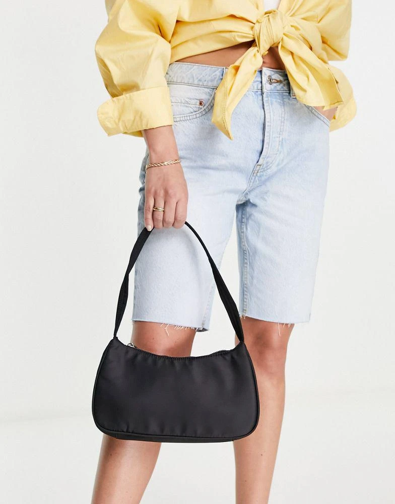 商品ASOS|ASOS DESIGN 90s curved shoulder bag in nylon in black  - BLACK,价格¥66,第1张图片