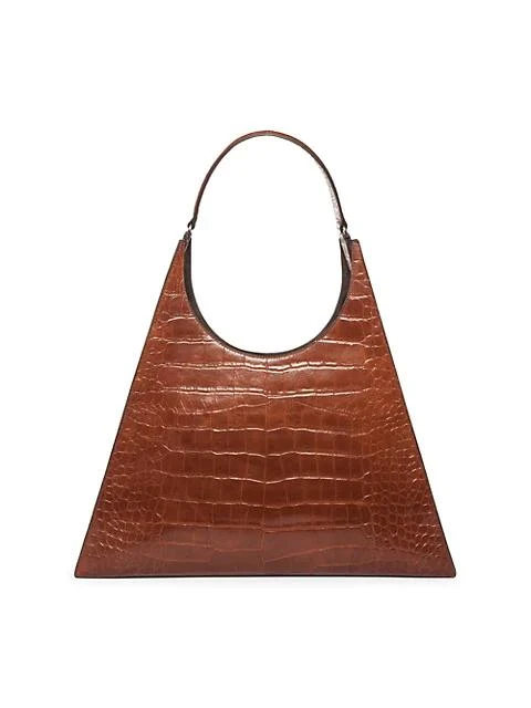 商品Staud|Large Rey Croc-Embossed Leather Shoulder Bag,价格¥1351,第1张图片