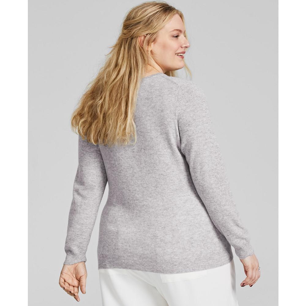 Plus Size Cashmere Crewneck Sweater, Created for Macy's商品第2张图片规格展示