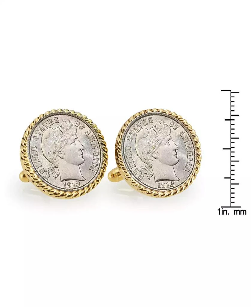 商品American Coin Treasures|Silver Barber Dime Rope Bezel Coin Cuff Links,价格¥449,第2张图片详细描述