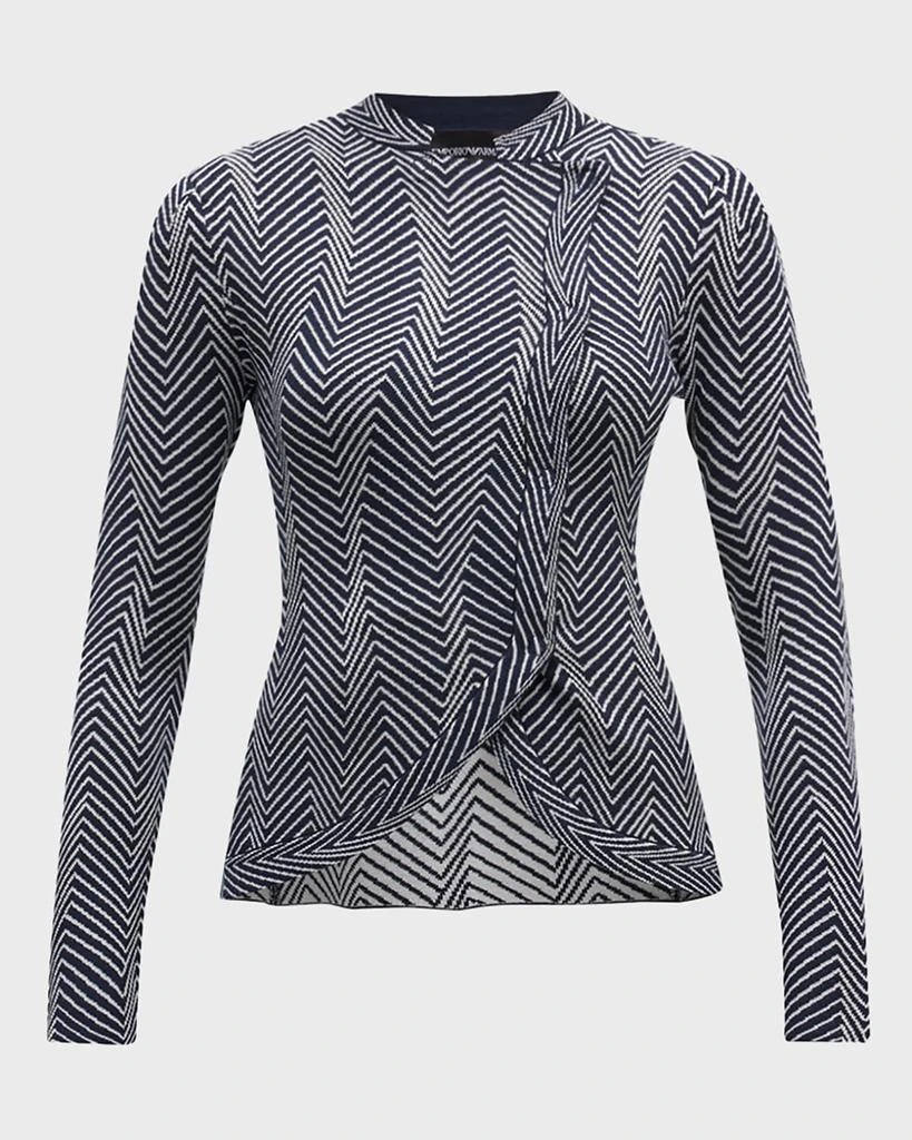 商品Emporio Armani|Asymmetric Chevron Knit Jacket,价格¥4597,第2张图片详细描述