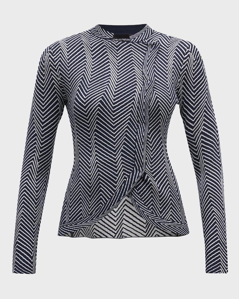 商品Emporio Armani|Asymmetric Chevron Knit Jacket,价格¥4256,第4张图片详细描述