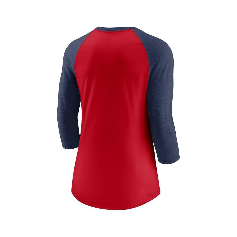 商品NIKE|Women's Red and Navy Minnesota Twins Modern Baseball Arch Tri-Blend Raglan Three-Quarter Sleeve T-shirt,价格¥246,第3张图片详细描述